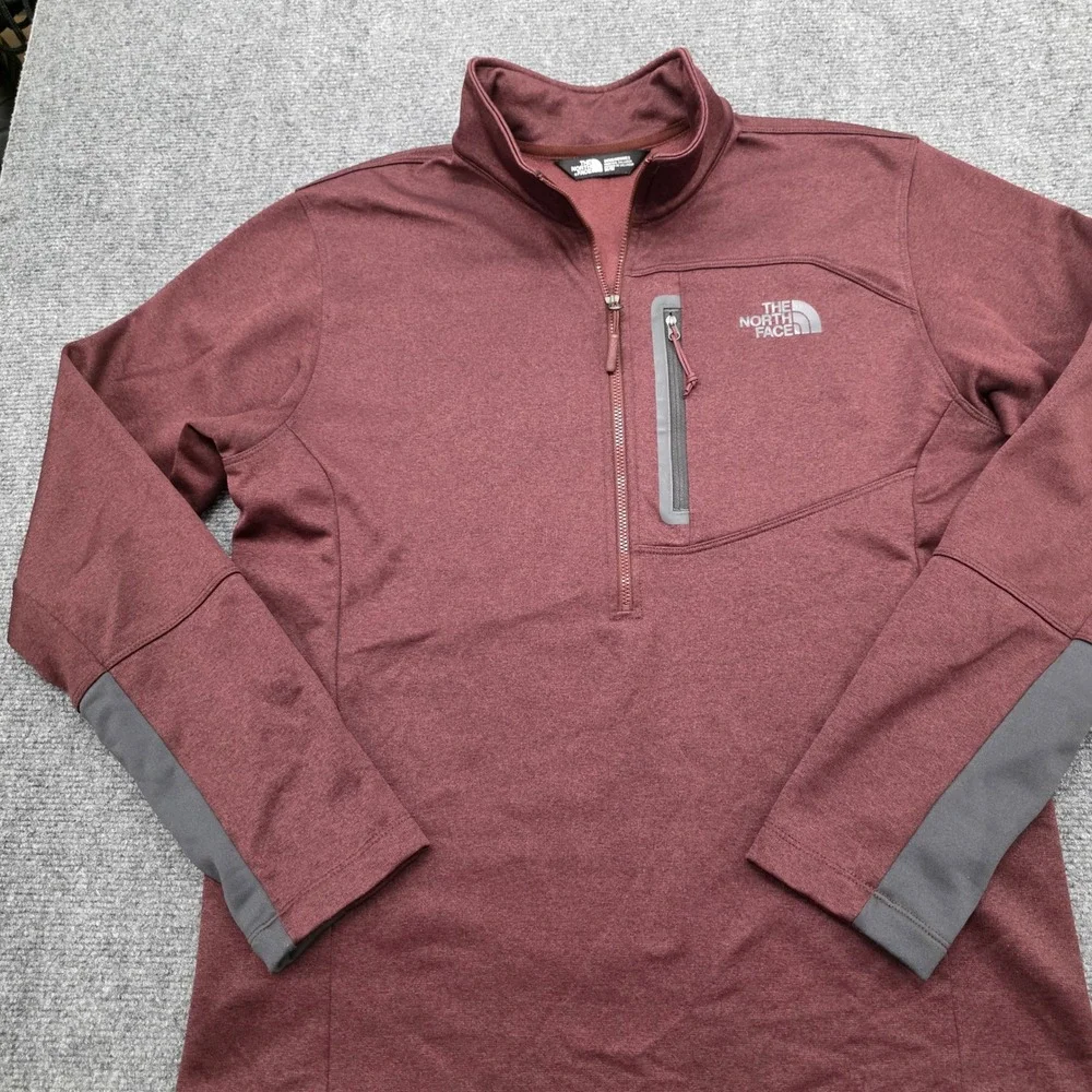 The North Face Mens T164 1/4 Zip Pullover Fleece Jacket Burgundy Maroon Medium